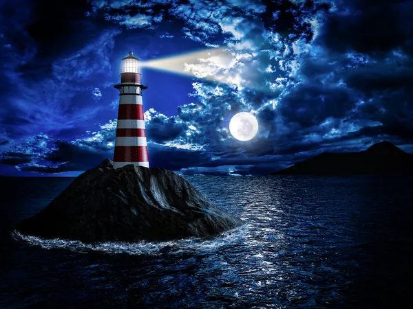 Lighthouse at night — Stock Photo, Image