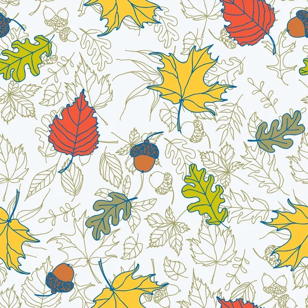 Bezešvé vzory s podzimními listy — Stockový vektor