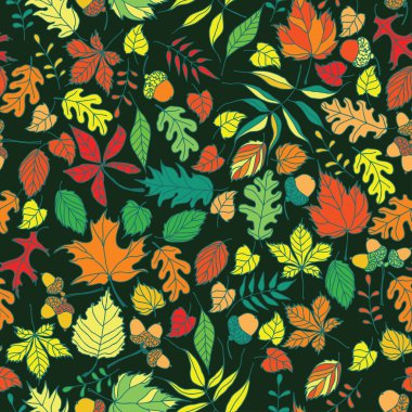 vektör arka plan Dikişsiz sonbahar yaprakları