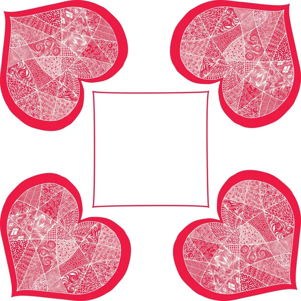 Patchwork lace heart hand-drawn background — Stock Vector