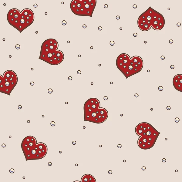 Hearts and pearls seamless background pattern — Stock Vector