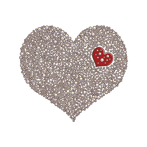 Καρδιά-διαμορφωμένο σχέδιο στοιχείο που κατασκευάζεται από μαργαριτάρια ή χάντρες / αγάπη έννοια — Διανυσματικό Αρχείο