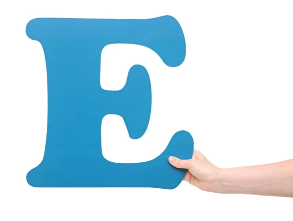 Alphabet letter E in the hand — Stock Photo, Image