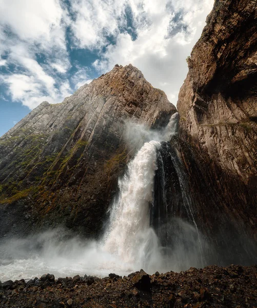 Picturesque Waterfall Made Rock Caucasus Republic Kabardino Balkaria Elbrus Region Photos De Stock Libres De Droits
