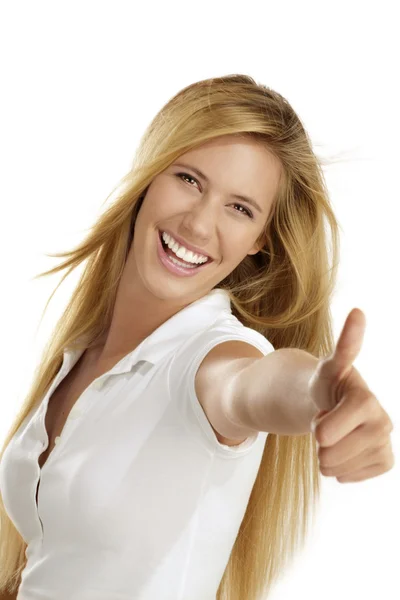 Woman with thumbs up — Stock Photo, Image