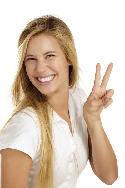 Woman with thumbs up — Stock Photo, Image