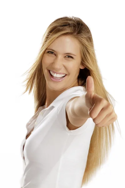 Woman with thumbs up — Stock Photo, Image