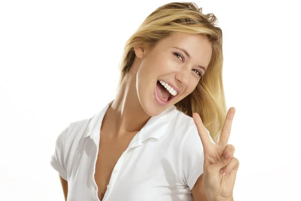 Woman with thumbs up — Stock Photo, Image