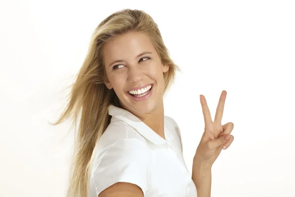 Woman with thumbs up — Stock Photo, Image