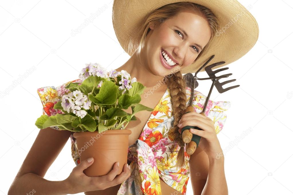 Young woman gardener