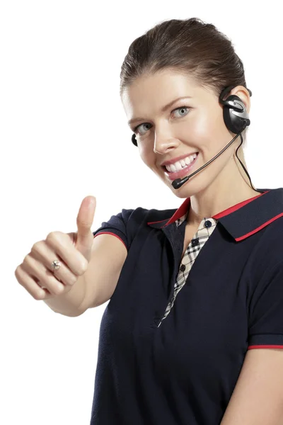 Mujer joven con auriculares — Foto de Stock