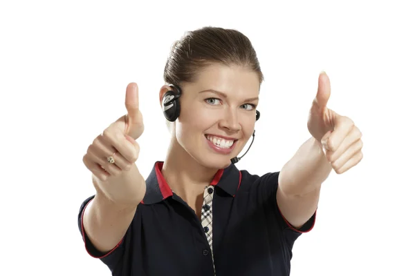 Mujer joven con auriculares — Foto de Stock