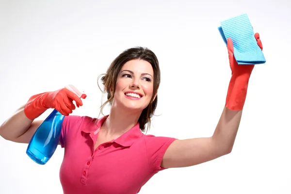 Jonge huisvrouw schoonmaken — Stockfoto