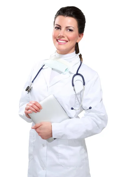 Young beautiful woman doctor with tablet Stock Image