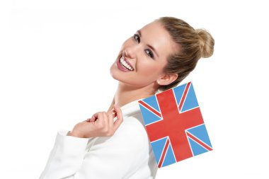 güzel kadın gösteren uluslararası bayrakları