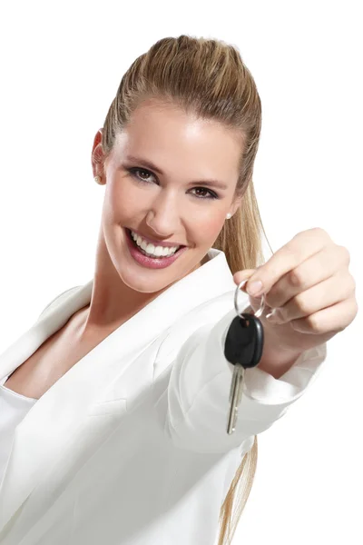 Bella donna con una macchina chiavi — Foto Stock
