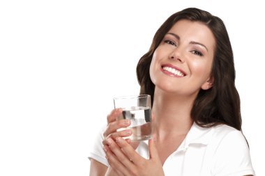 bir bardak su içme genç güzel kadın