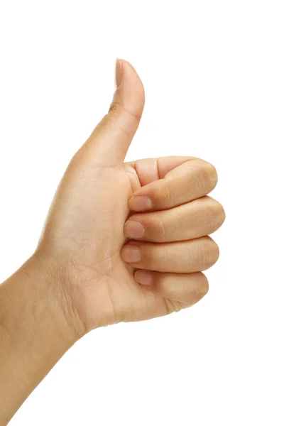 Female hand with thumbs up positive gesture — Stock Photo, Image