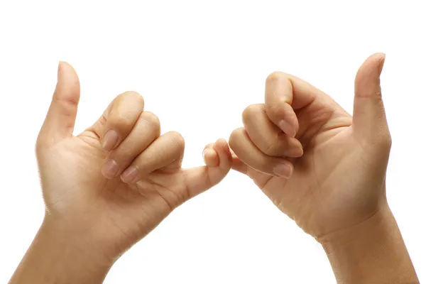 Vrouwelijke handen Unie vriendelijke positief gebaar maken — Stockfoto