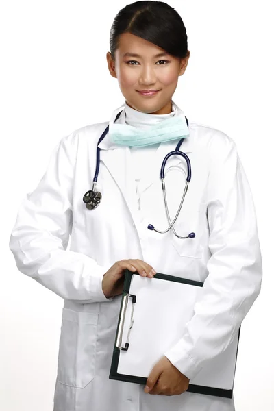 Frendly and smiling young asian female doctor — Stock Photo, Image