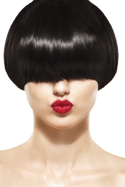 Frans frisyr skönhet flicka med kort hår — Stockfoto