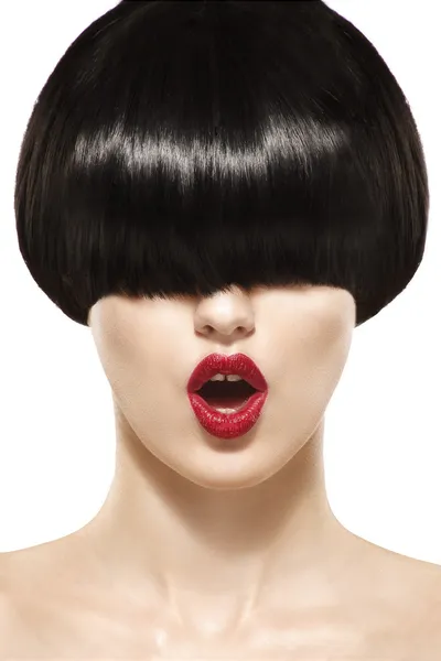 Fringe Hairstyle Beauty Girl with short Hair — Stock Photo, Image