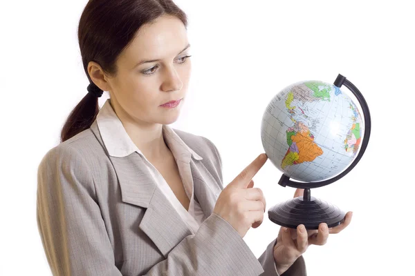 The girl with the globe — Stock Photo, Image