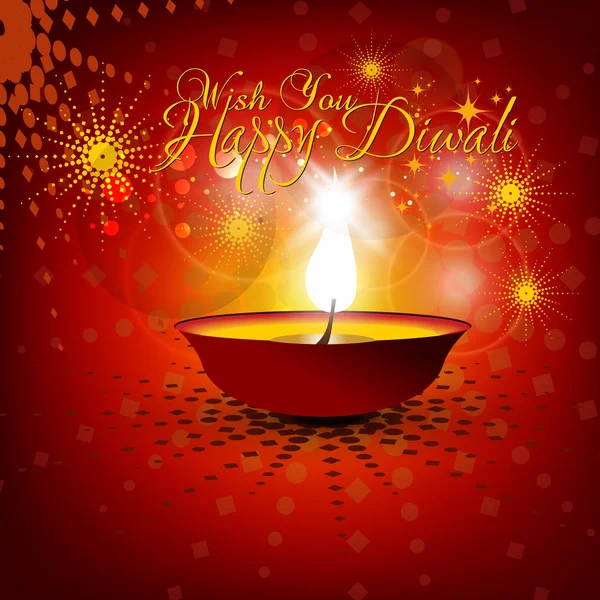 Hermoso vector diwali diya en brillante brillante color rojo backgrou — Vector de stock