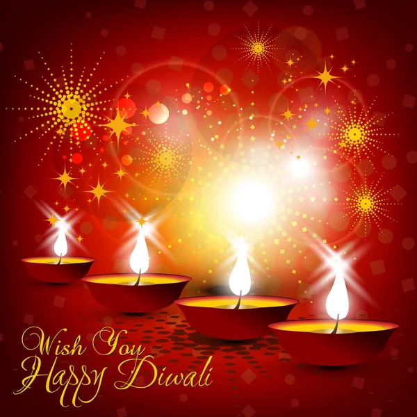 Beautiful vector diwali card design in shiny glowing red color b Vector Graphics