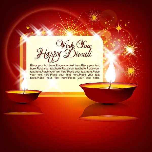 Beautiful vector diwali card design in shiny glowing red color b Royalty Free Stock Vectors