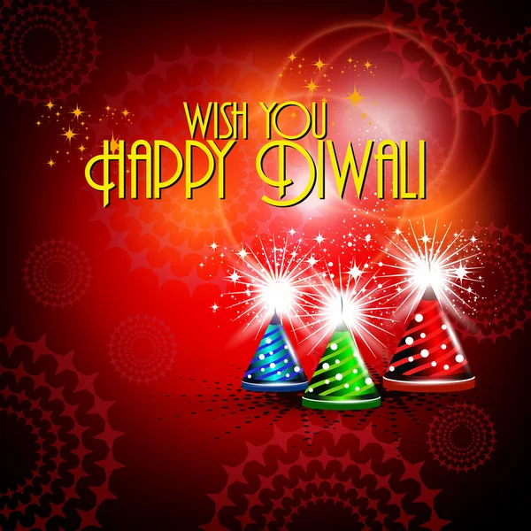 Colorfull cracker in lucido colore rosso brillante per diwali card de — Vettoriale Stock