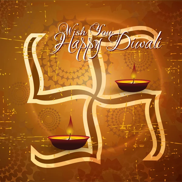 Design della carta vettoriale diwali con sfondo grunge lucido . — Vettoriale Stock
