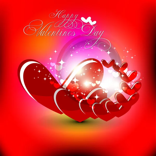 Beautyful red color valentines day background with shiny heart. — Stock Vector