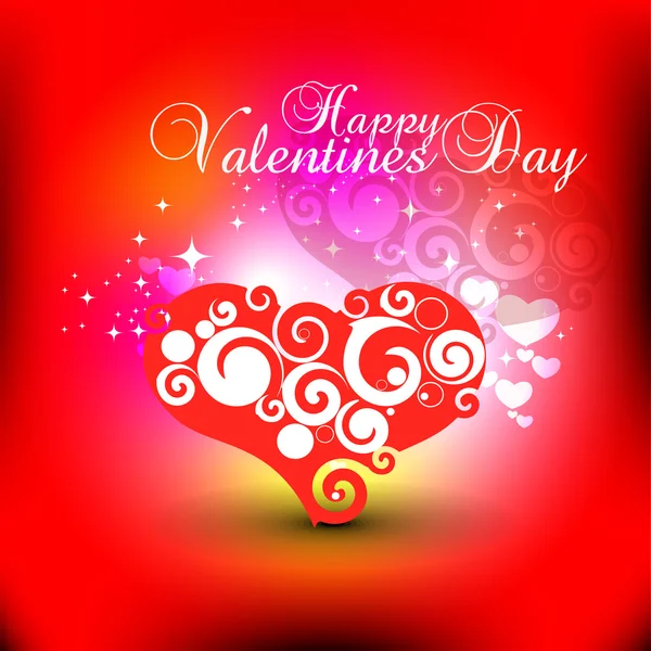 Beautyful colore rosso valentines giorno sfondo con vortice cuore s — Vettoriale Stock