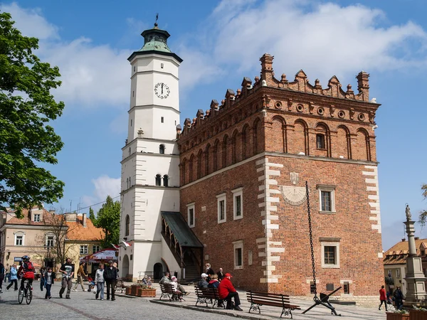 Gamla stan med rådhuset i sandomierz, Polen Royaltyfria Stockfoton