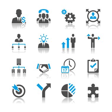 Business and management icons - reflection theme clipart