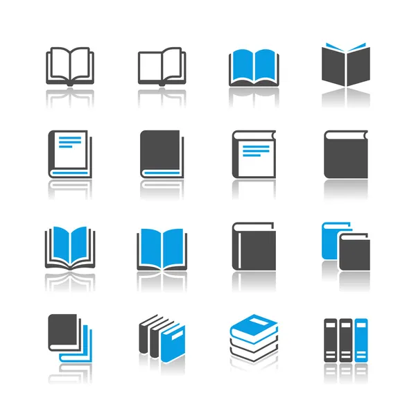 Iconos del libro - tema de reflexión — Vector de stock