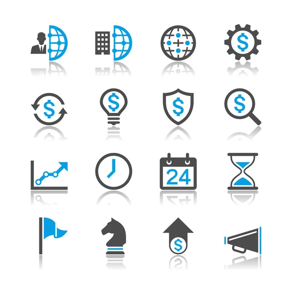 ビジネスおよび管理のアイコン - 反射テーマ — ストックベクタ