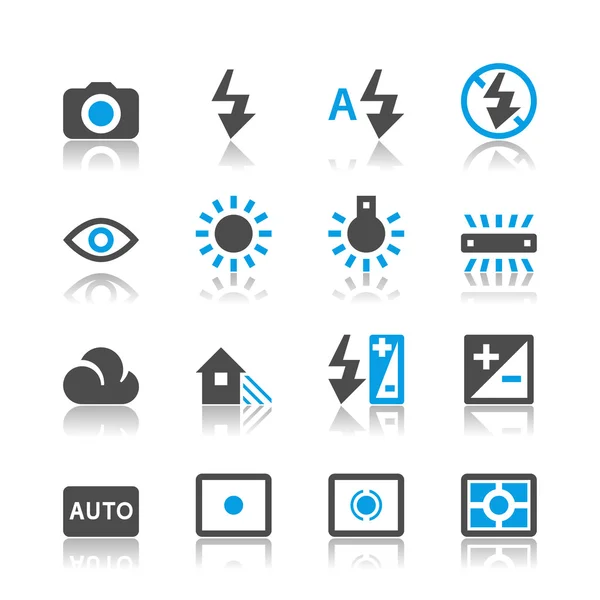Иконки фотографии - тема отражения — стоковый вектор