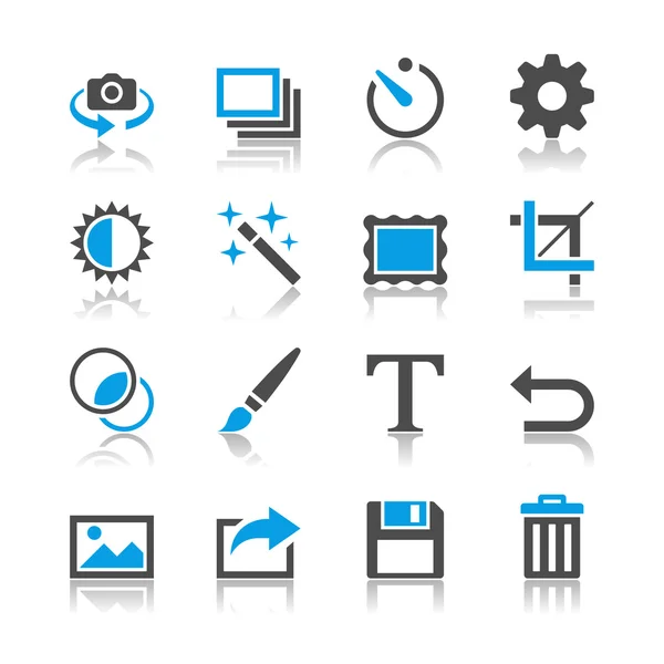 Fotografie pictogrammen - reflectie thema — Stockvector