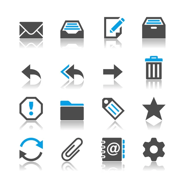 Iconos de correo electrónico - tema de reflexión — Vector de stock