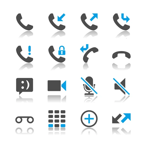 Телефонные иконки - тема отражения — стоковый вектор