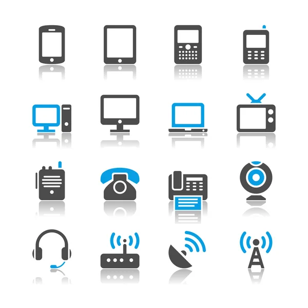 Ícones do dispositivo de comunicação - tema de reflexão Vetores De Bancos De Imagens