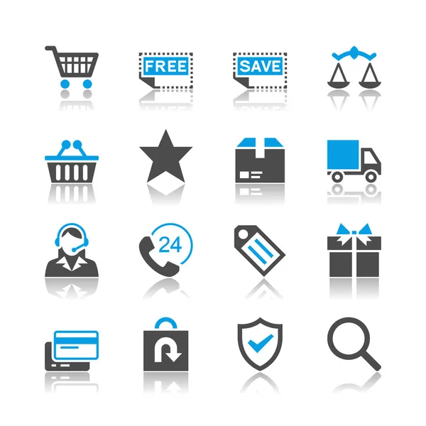 Ícones de comércio eletrônico - tema de reflexão Vetores De Bancos De Imagens