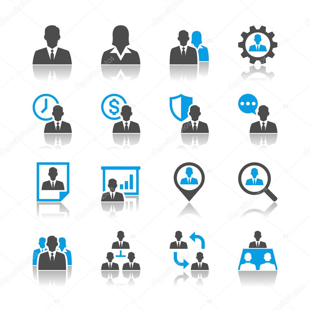Human resource management icons - reflection theme