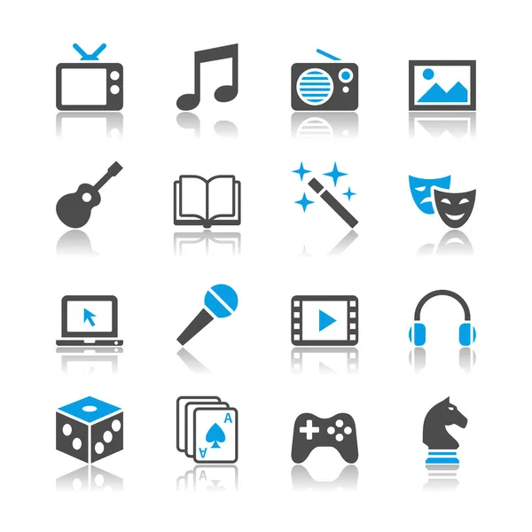 Entertainment icons - reflection theme — Stock Vector