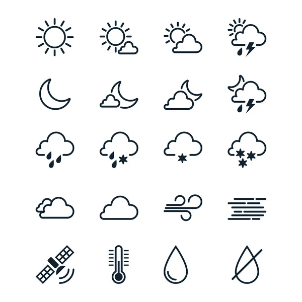 Weather icons line theme — Stock Vector