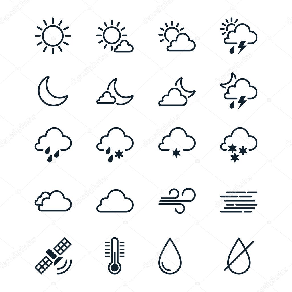 Weather icons line theme Stock Vector by ©wonderfulpixel 27367089