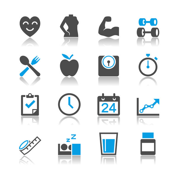 Healthcare icons reflection theme