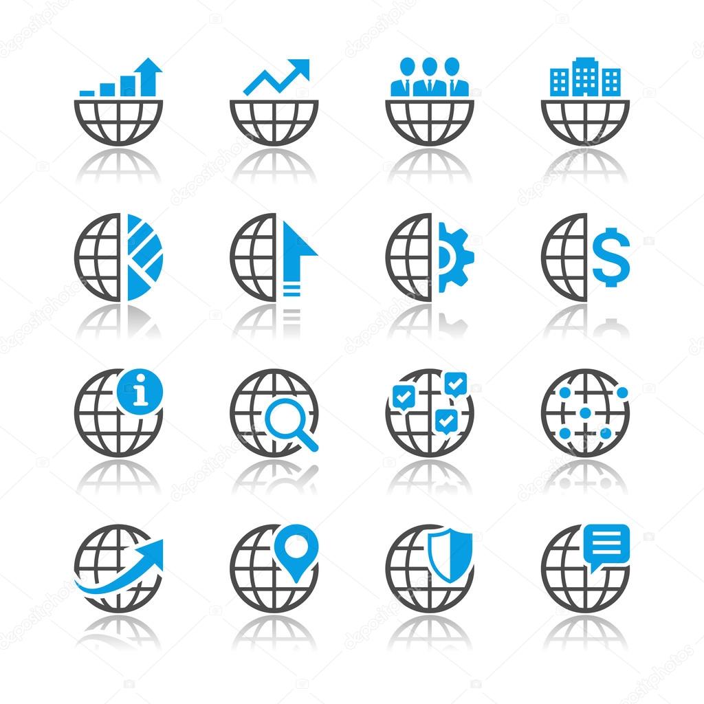 Business icons reflection theme